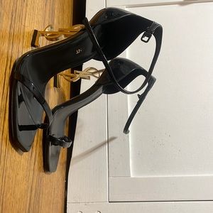 36 1/2 YSL gold and black heels